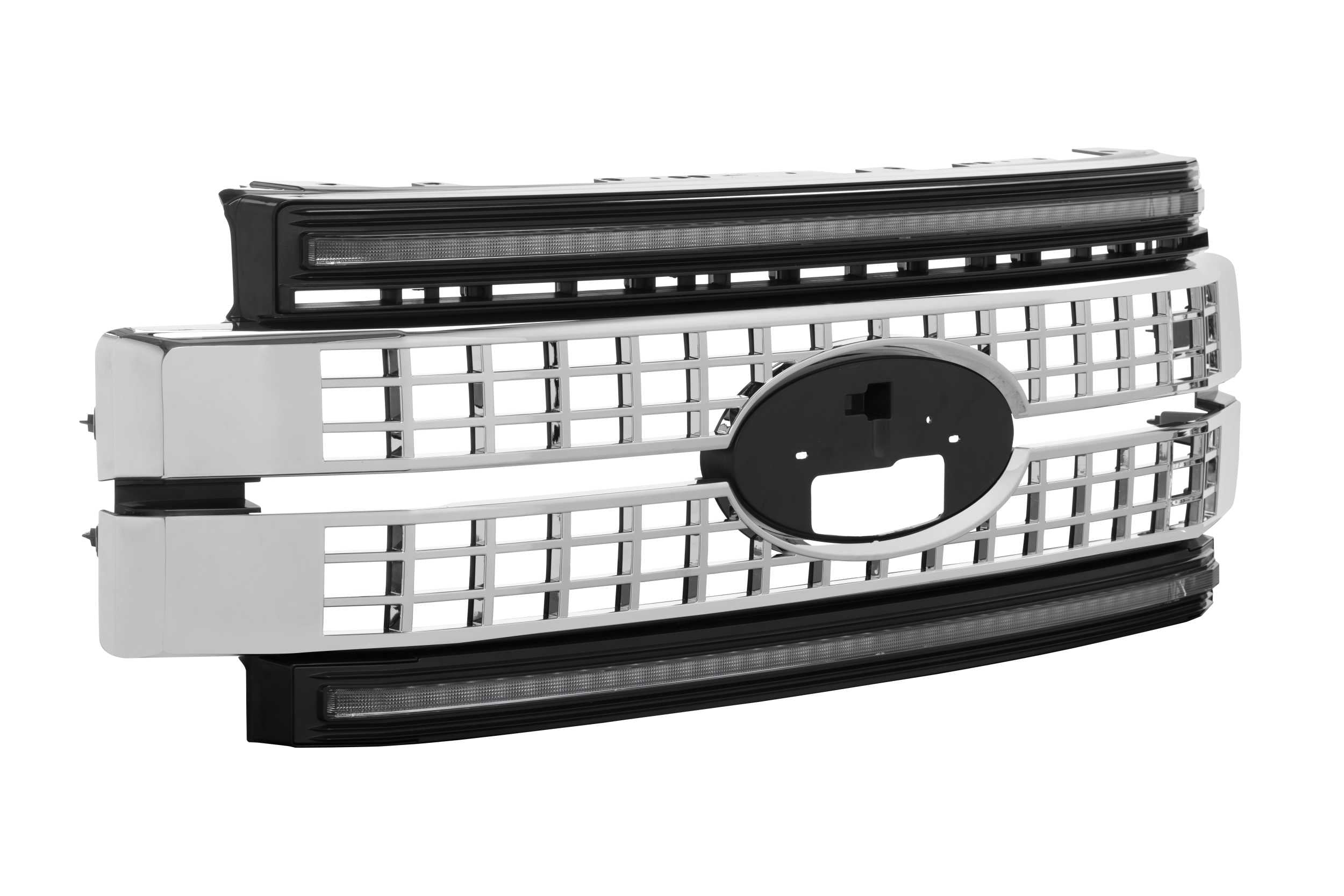 XBG LED Grille: Ford Super Duty (17-19) (Chrome Finish / Amber DRL)