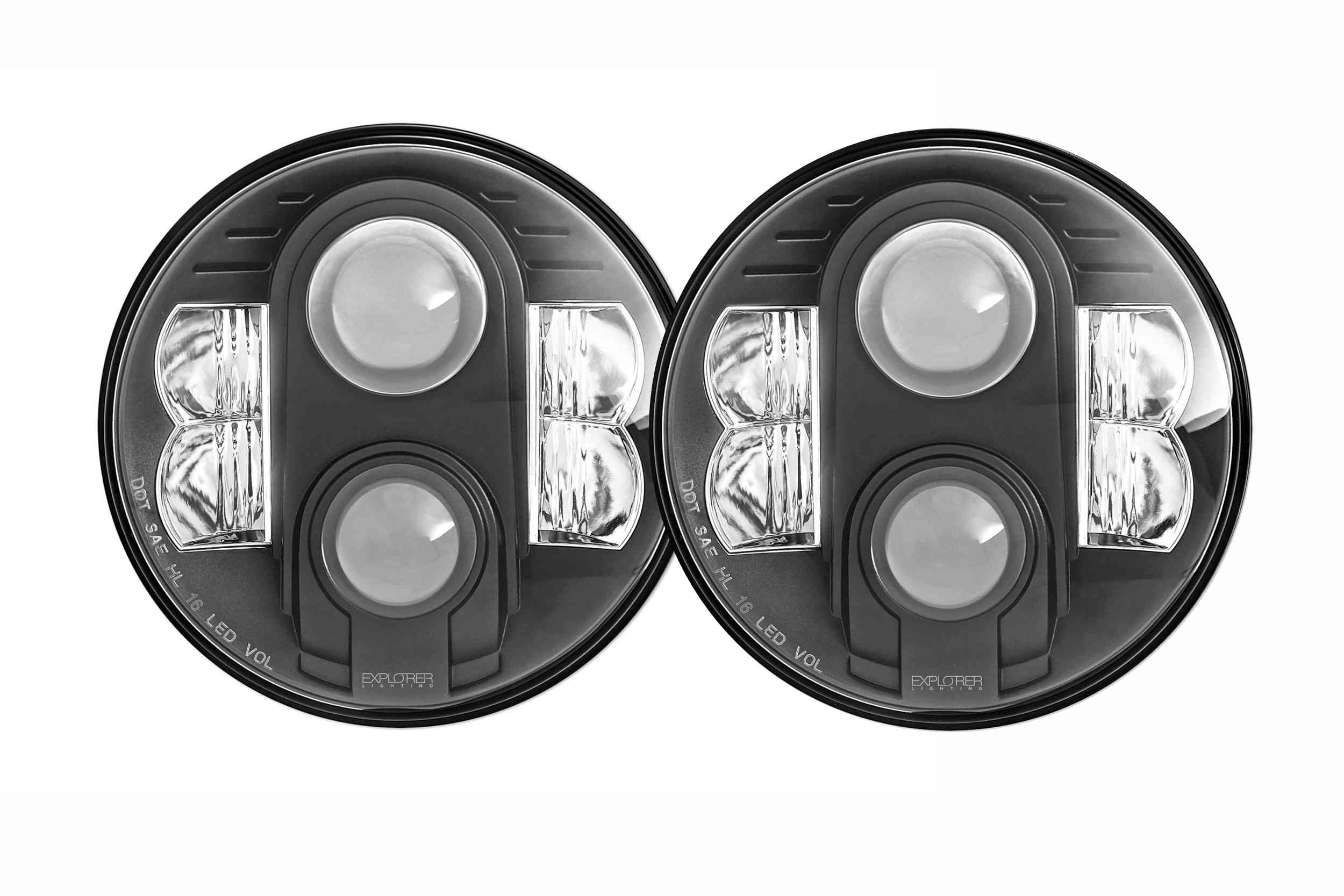 Pro Comp Jeep Headlights: 7" Round LED Hi/Lo (07-18 JK)