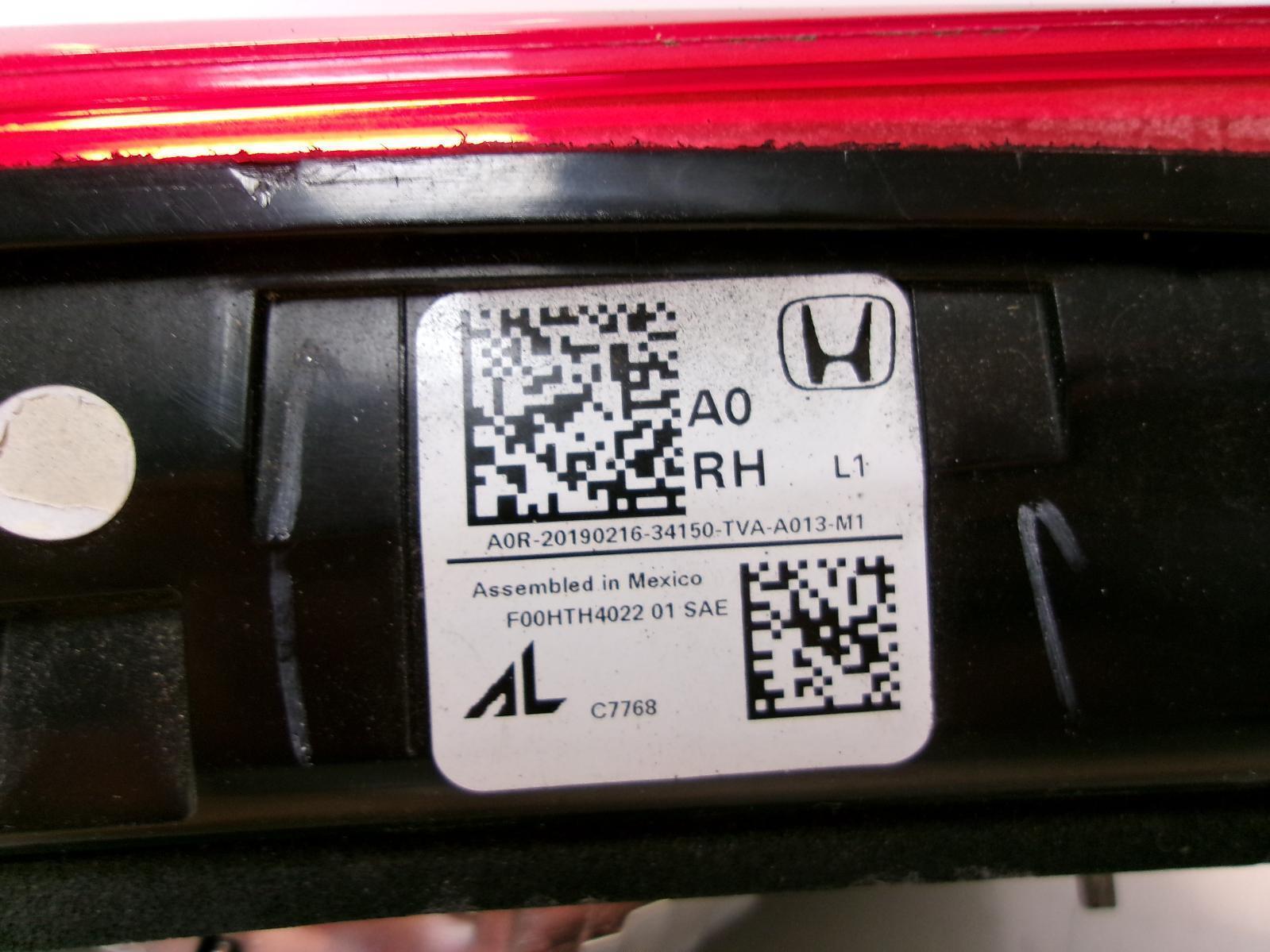 2018 2019 2020 Honda Accord Passenger Rh Inner Lid Tail Light OEM