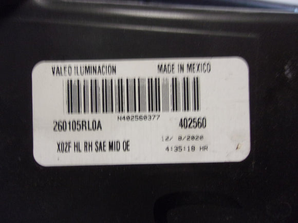 2018 2019 2020 Nissan Kicks Passenger Rh Halogen Headlight OEM