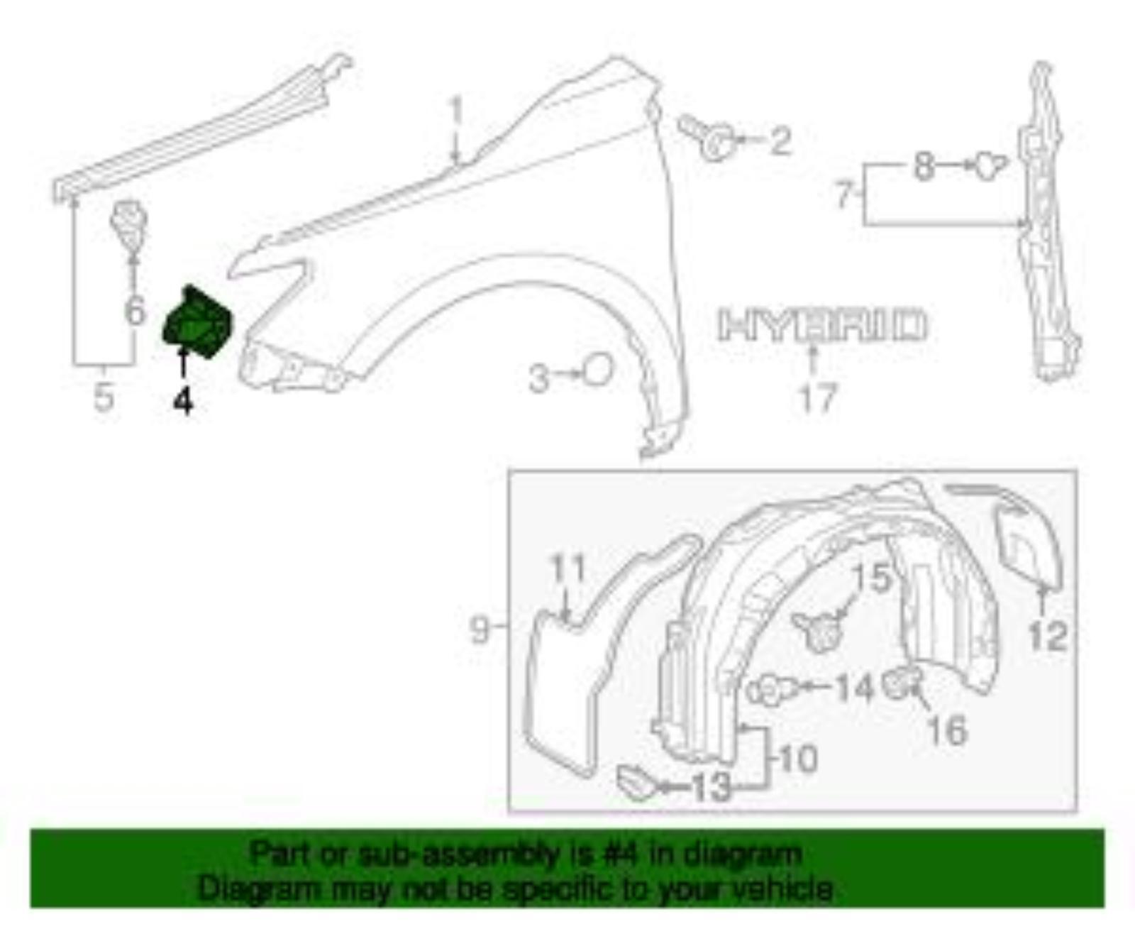 2015 2016 2017 Toyota Camry Driver Lh Front Fender Bracket # 53836-06080 - 0