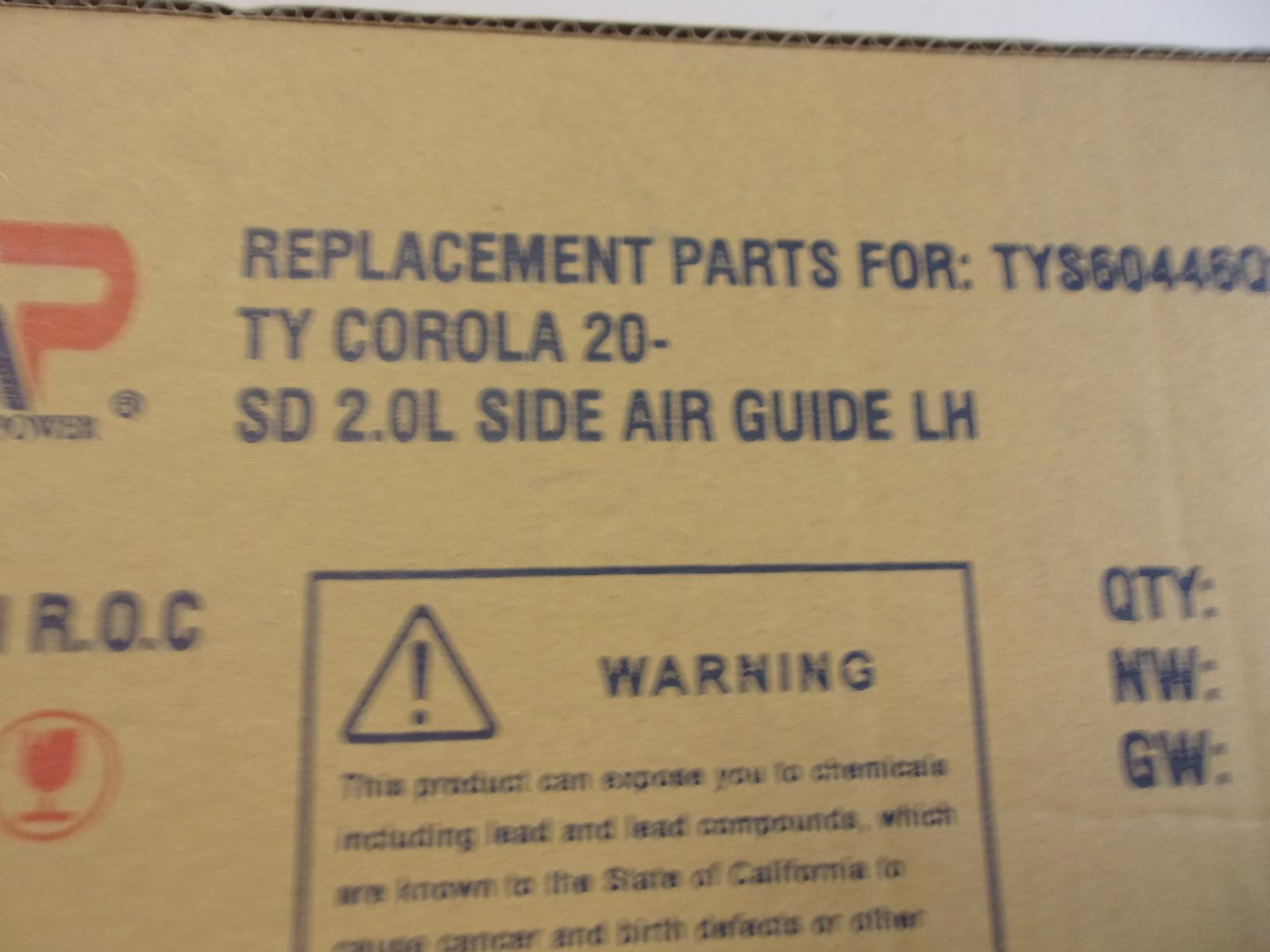 Fits 2019 2020 2021 2022 Toyota Corolla 2.0l Lh Radiator Air Guide / Baffle