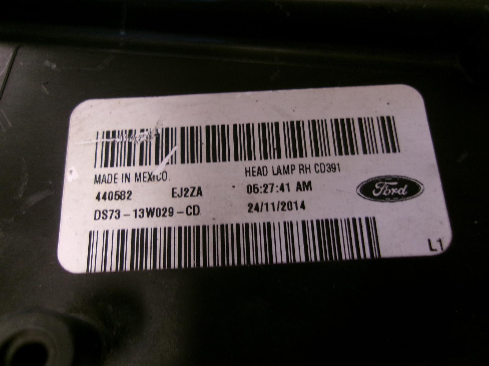 2013 2014 2015 2016 Ford Fusion Passenger Rh Halogen Headlight OEM