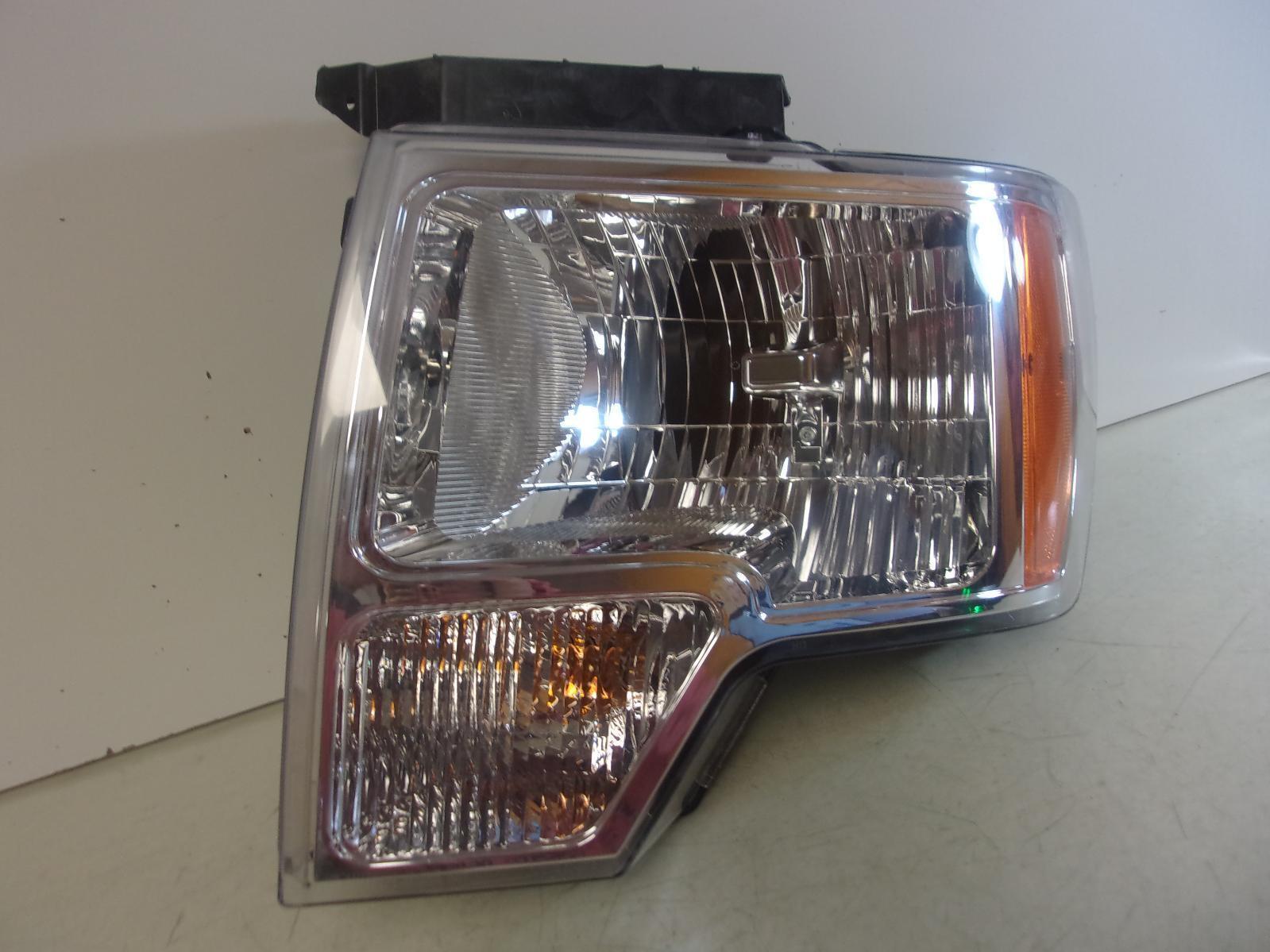 Fits 2009 - 2014 Ford F150 Driver LH Halogen Headlight w/ Bright Trim - Capa